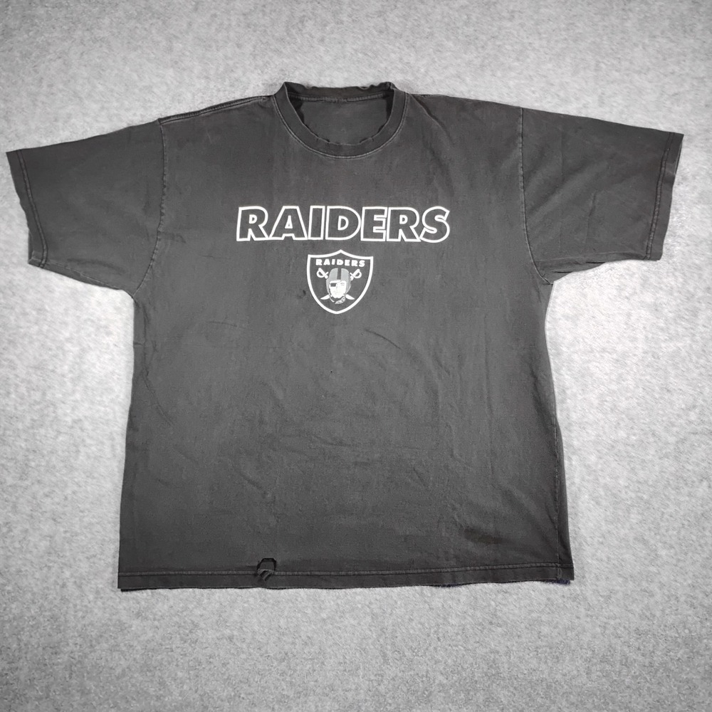Vintage NFL Raiders Enter The Black Hole T-Shirt Faded Black Skull Graphic XL